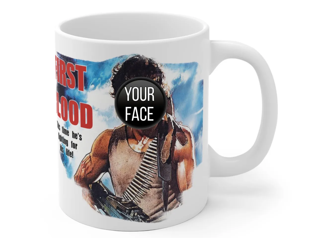 Rambo Style Coffee Mug - Face Swap with Your Photo
