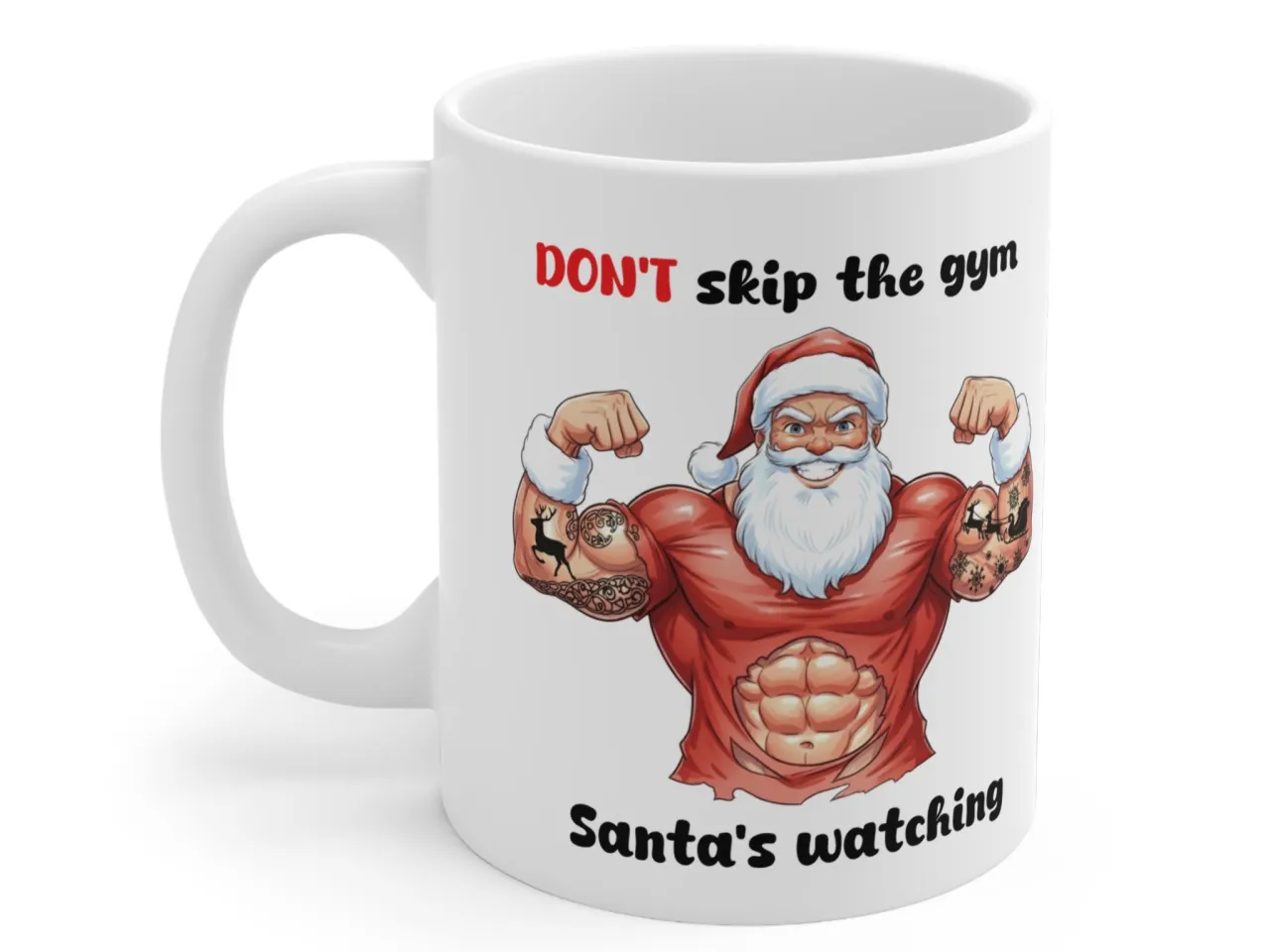 Funny Christmas Fitness Mug for Gym Lovers - Santa’s Watching