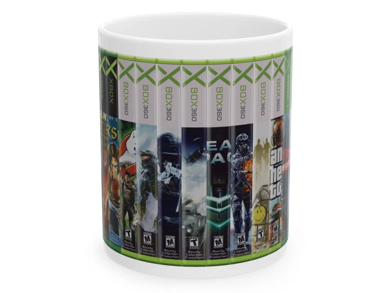 Gaming Mug: Xbox Game Case Spine – 11oz Ceramic Coffee Cup for Video Game Enthusiasts