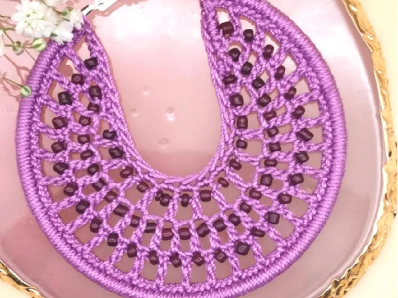 Crochet Hoop Earrings with Beads – Handmade 100% Cotton – Vibrant Summer Colours – Lightweight Stat